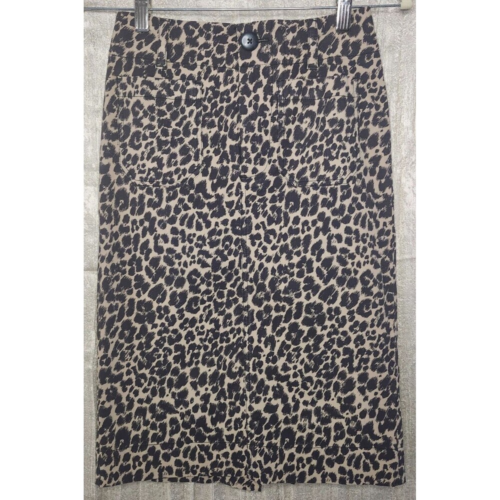 Maeve Anthropologie Colette Pencil Skirt Cheetah Animal Print Stretch XXS Midi
